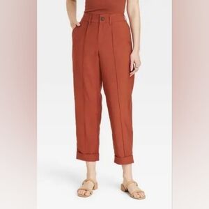 A New Day Women's High-Rise Slim Straight Leg Pintuck Ankle Pants - Rust - 6W